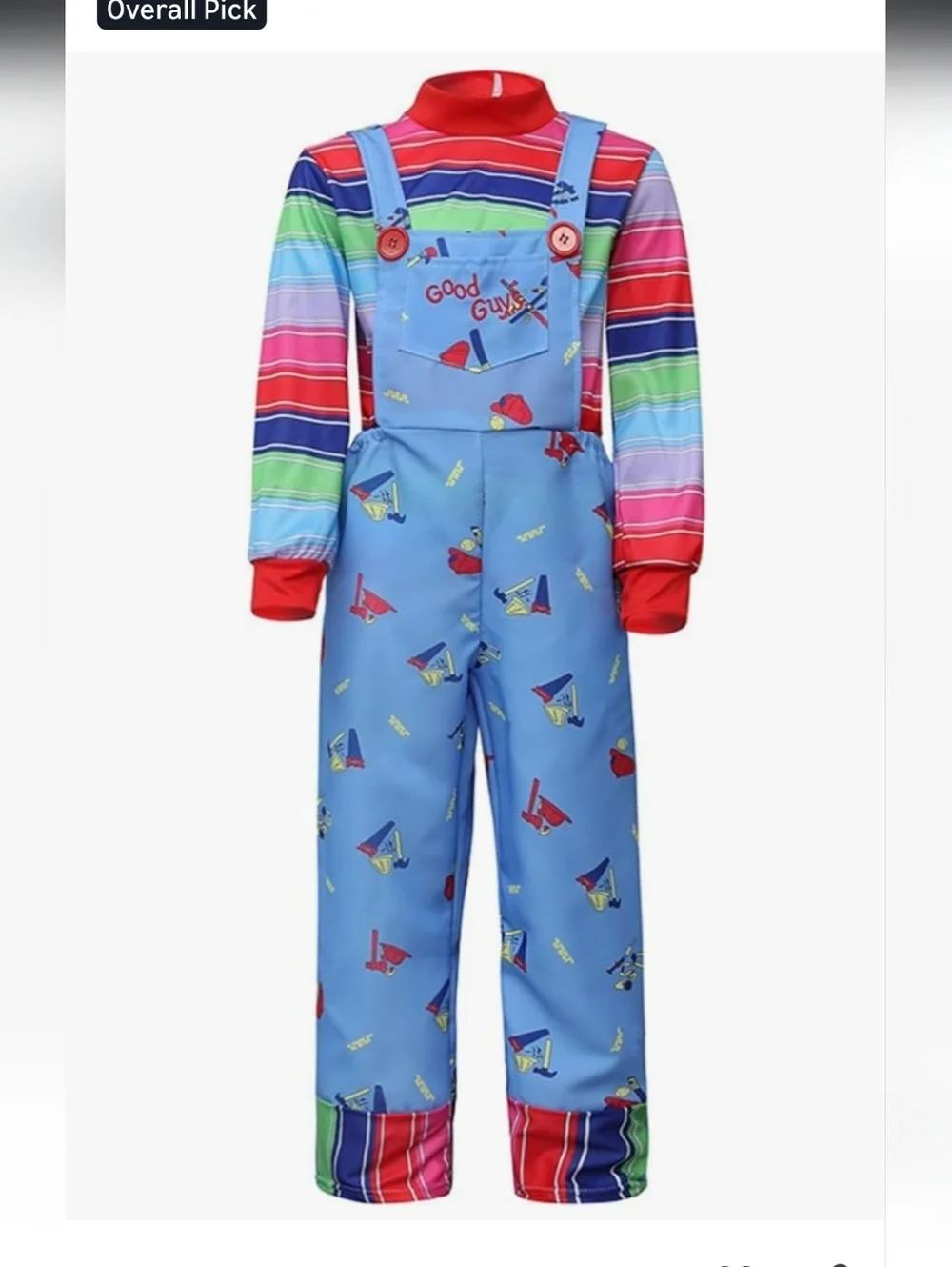 Kids Chucky Blue Striped Overalls Halloween Costume with Mask